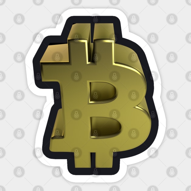 Bitcoin - 3D - Brass Sticker by 3DMe